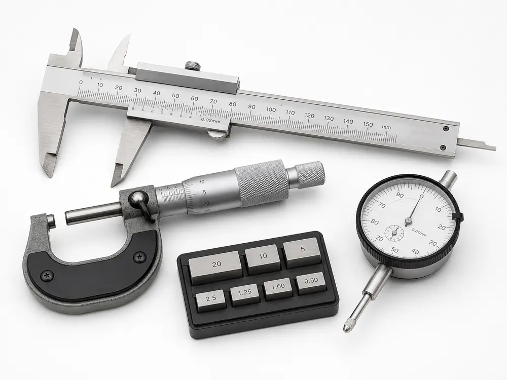 Precision measuring instruments &mdash; digital caliper, micrometer, gauge blocks and dial indicator